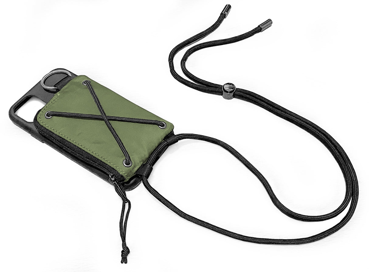<A 000a001g05>Crossbody Phone Case with zipper pouch (With KOVID-TEX Antimicrobial Lining) GREEN