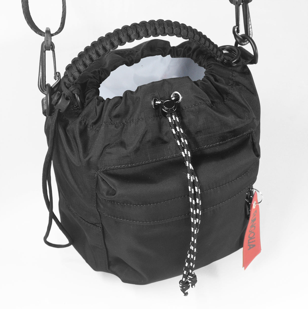 <A 000a001g01> Drawstring Chalk Bag (All Black) (With KOVID-TEX Antimicrobial Lining)