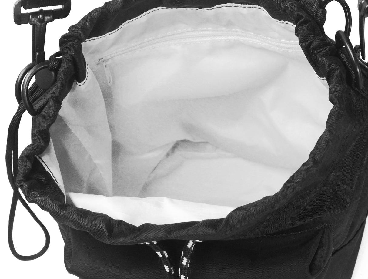 <A 000a001g01> Drawstring Chalk Bag (All Black) (With KOVID-TEX Antimicrobial Lining)