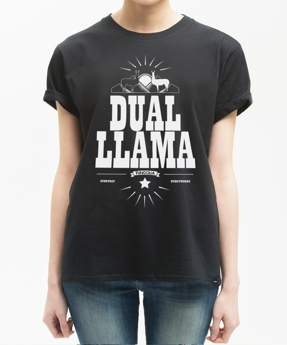 <T0028> Dual Llama Tee (Black)