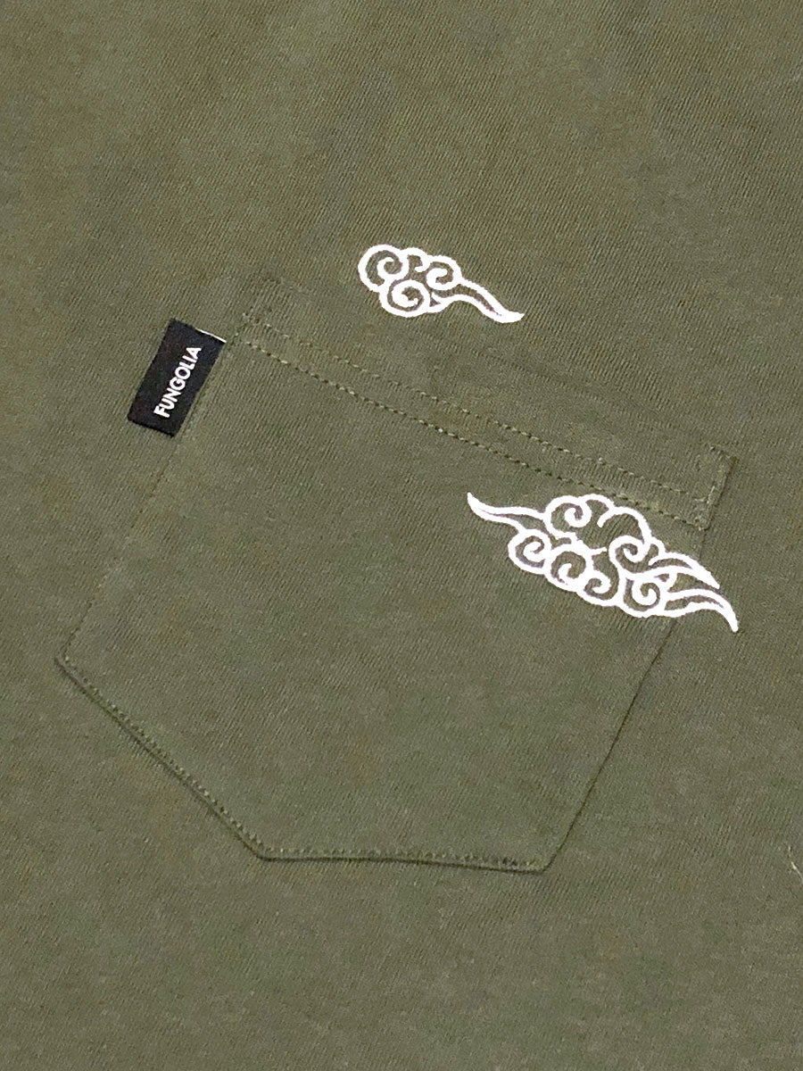 <a>クラウド刺繍ポケットTシャツ - (アーミーグリーン)</a>