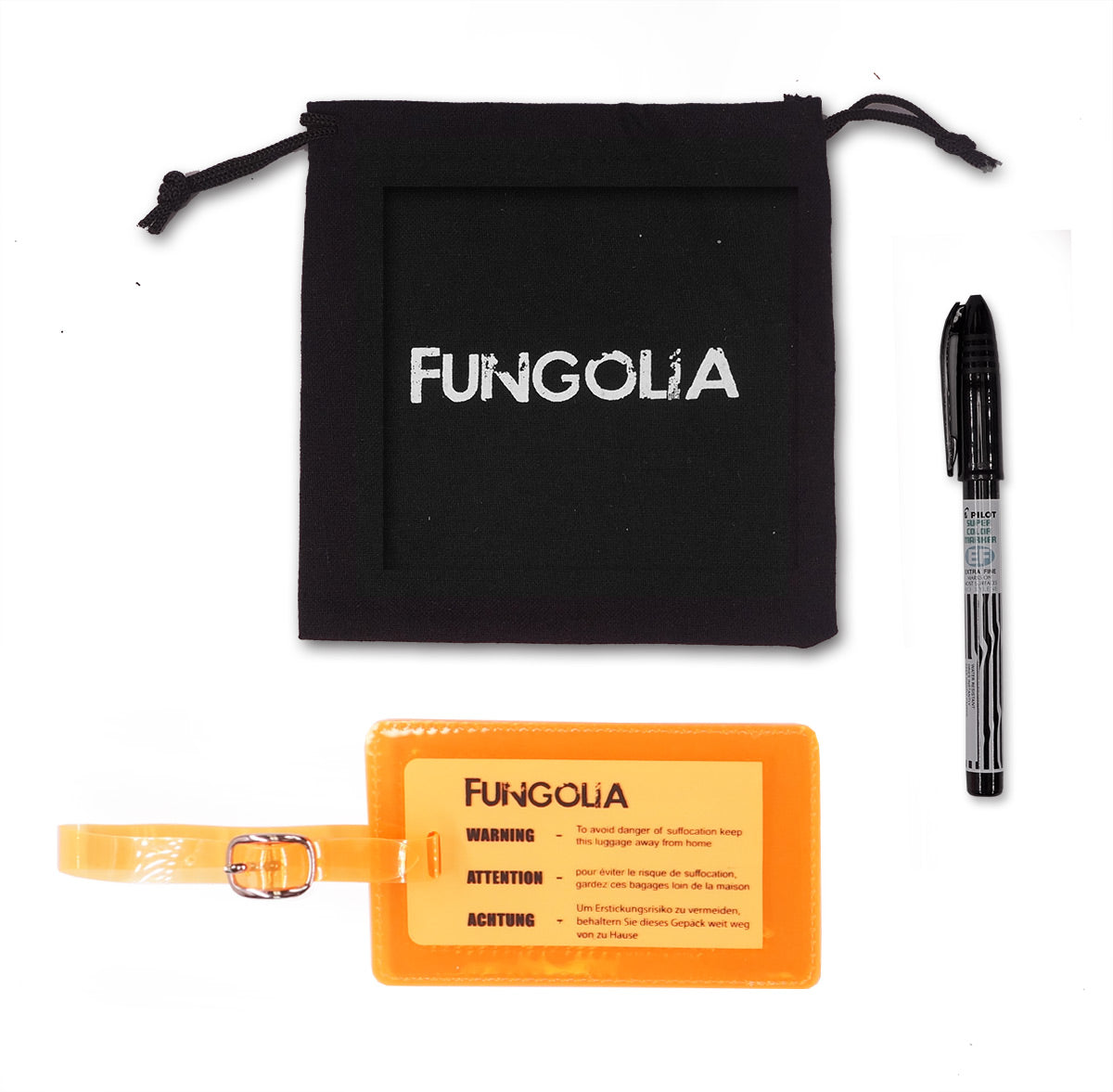 <A 000a001a99b1> Fungolia Premium PVC Neon Luggage Tag - Warning Message