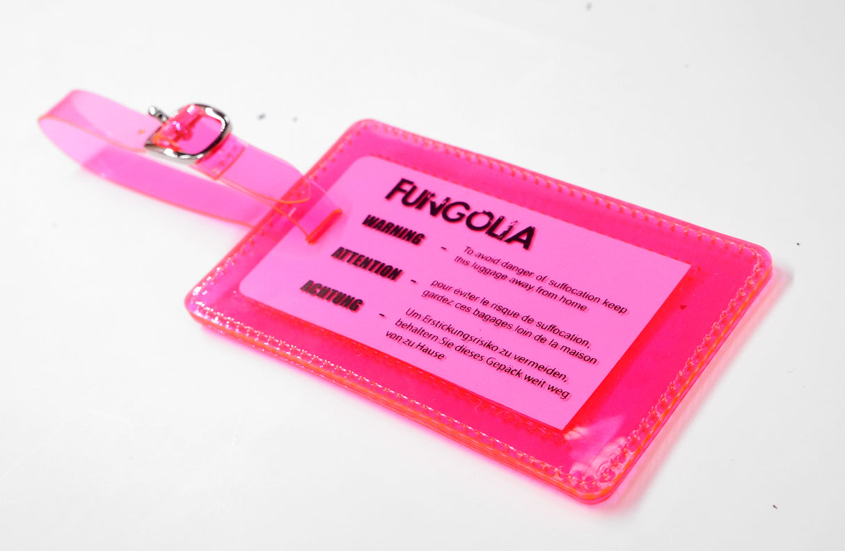 <A 000a001a99b1> Fungolia Premium PVC Neon Luggage Tag - Warning Message