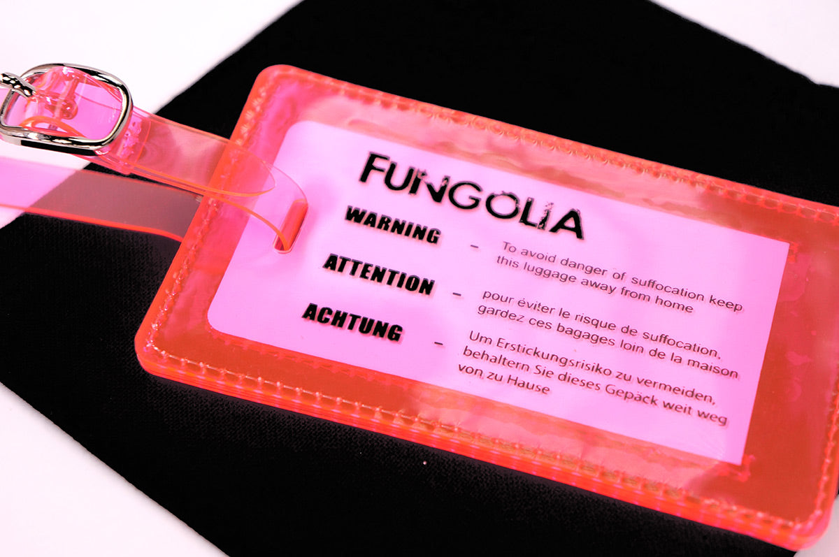 <A 000a001a99b1> Fungolia Premium PVC Neon Luggage Tag - Warning Message
