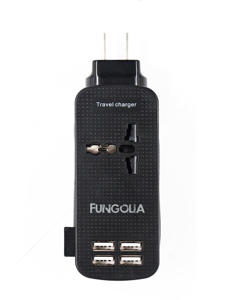 <a>旅行用延長コード充電器(USB 4ポート付き) - ブラック</a>