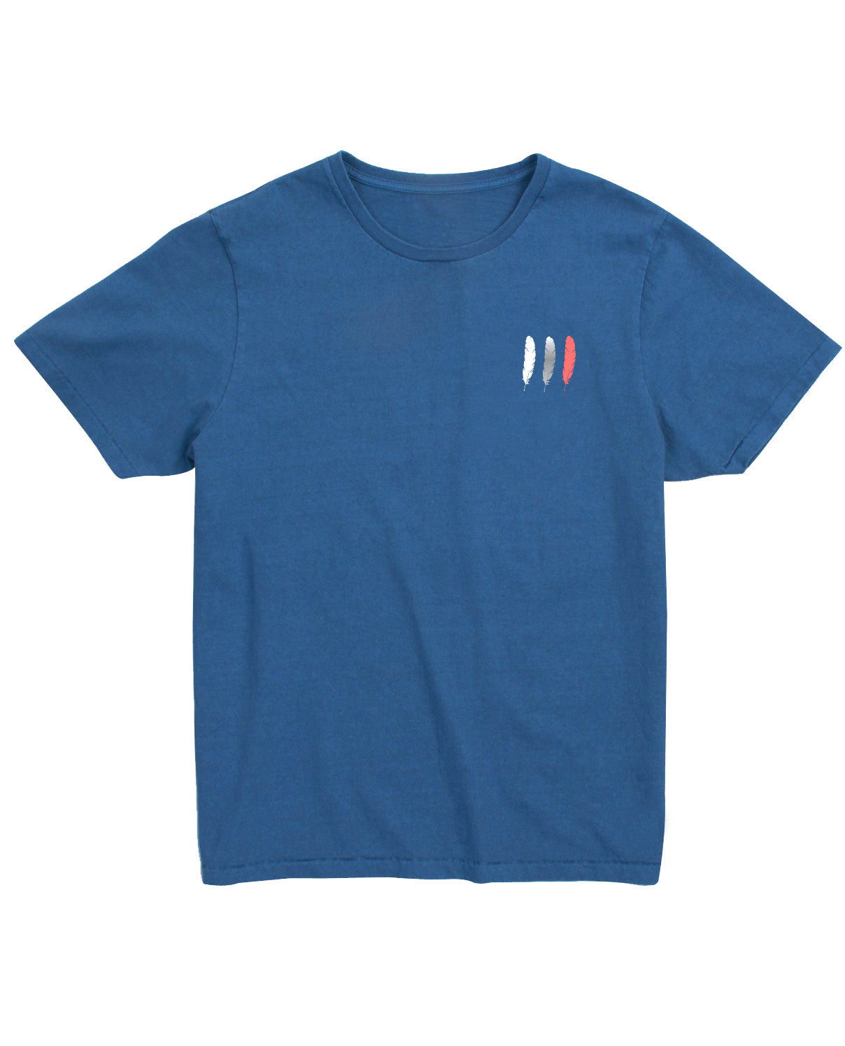 <aa>Fungolia Garment Dyed Tシャツ(ブルー) - 羽根プリント</aa>