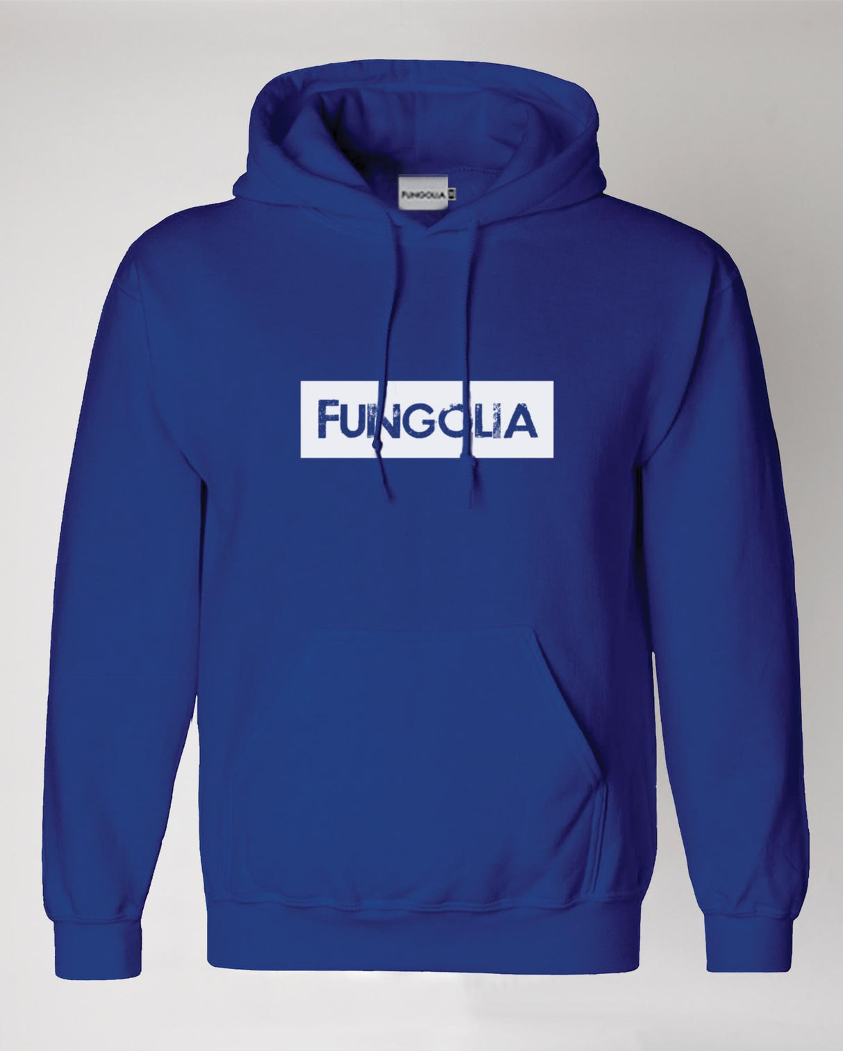 <V002> Fungolia White Box Logo on Navy Hoodie