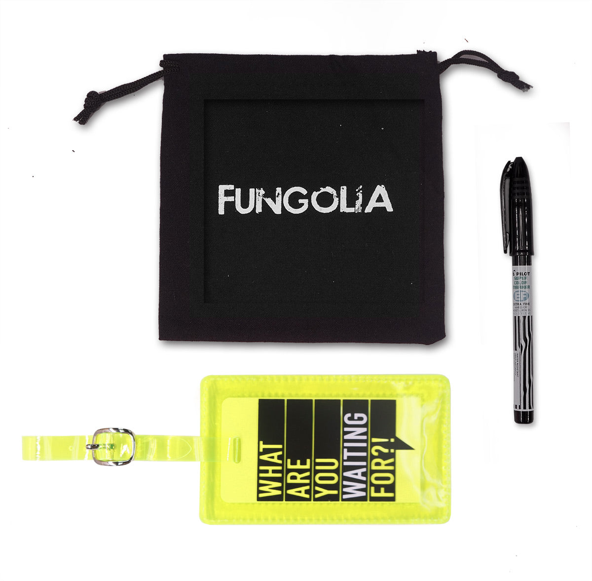 <A 000a001a99b4> Fungolia Premium PVC Neon Luggage Tag - What are you waiting for?