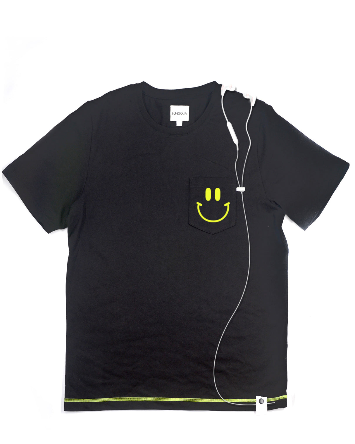 <a>ミューズ ポケットTシャツ - ブラック(スマイリーフェイス)</a>