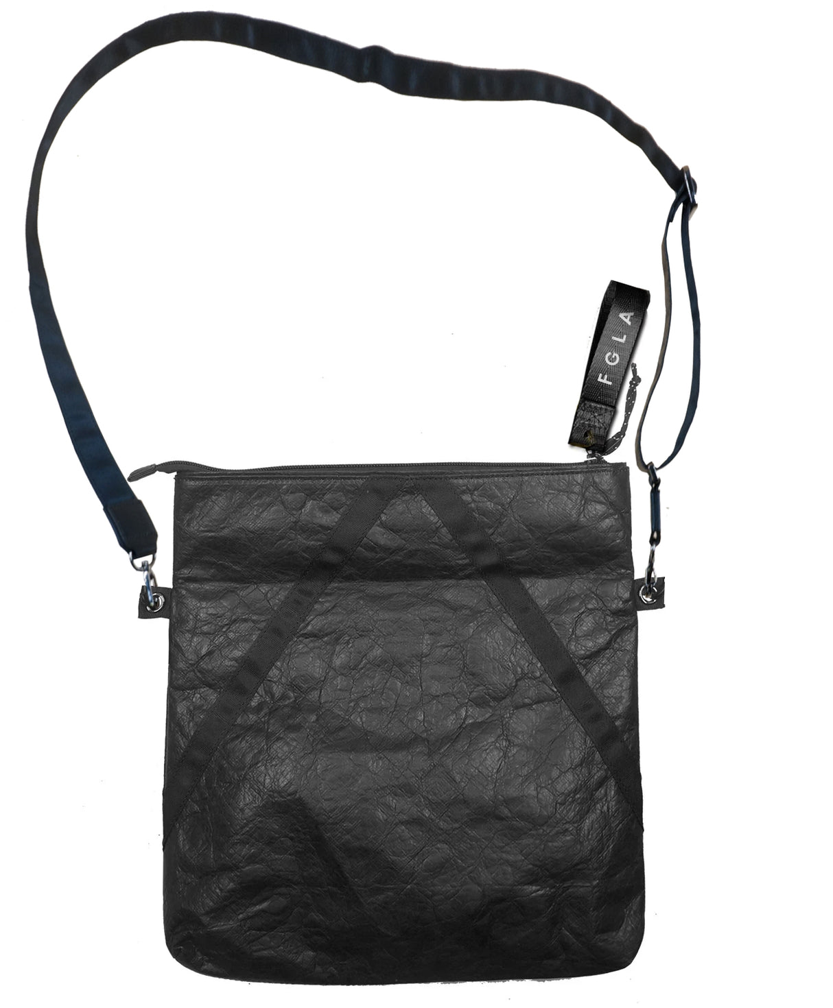 <A 000a001k04> Fungolia Mid-size Tyvek Shoulder Bag (Black) (With KOVID-TEX Antimicrobial Lining)