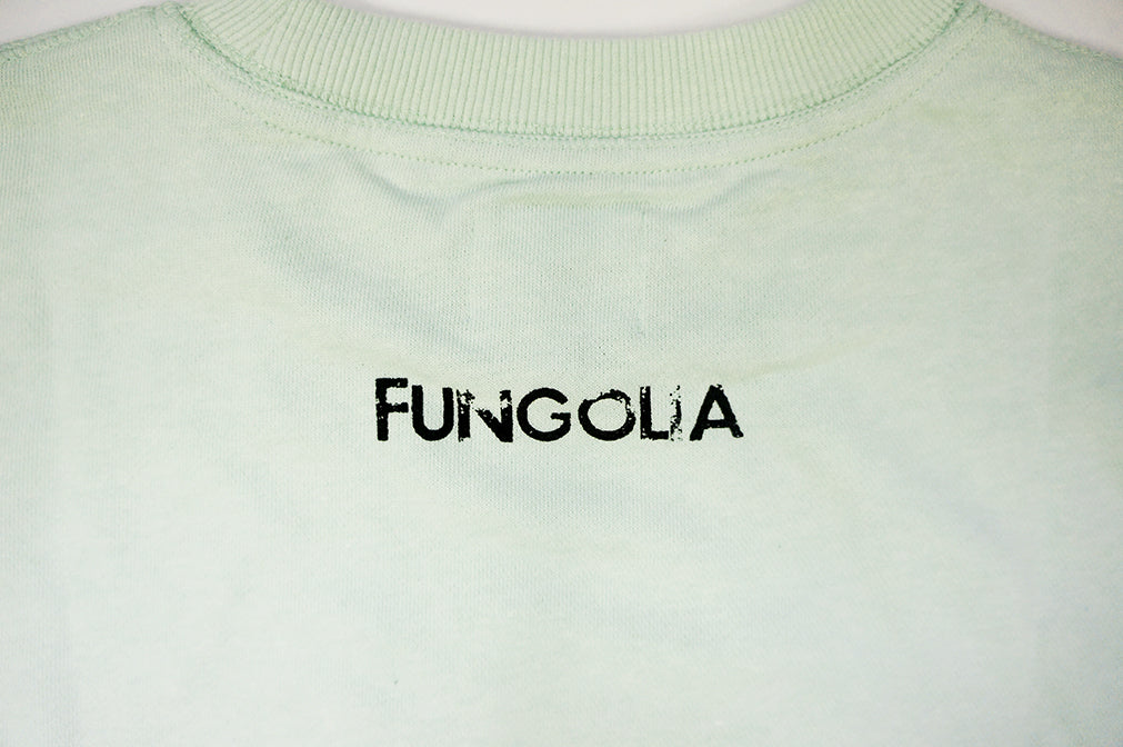 <A 000a001y6c1b>Fungolia French Terry Crew Neck Sweatshirt - Small Feathers (Light Green)