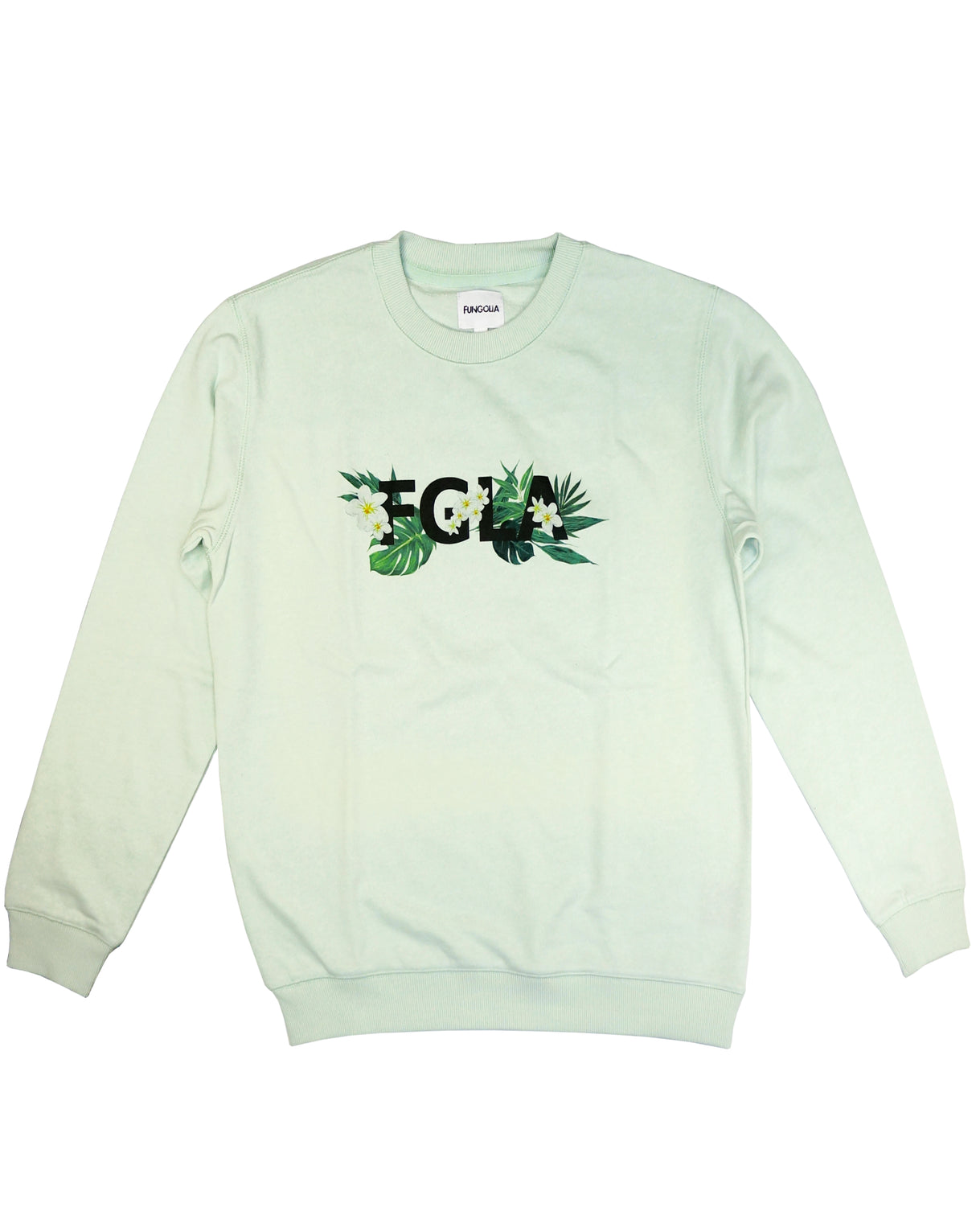 <a>Fungolia フレンチテリー クルーネックスウェットシャツ - フローラル FGLA (ライトグリーン)</a>