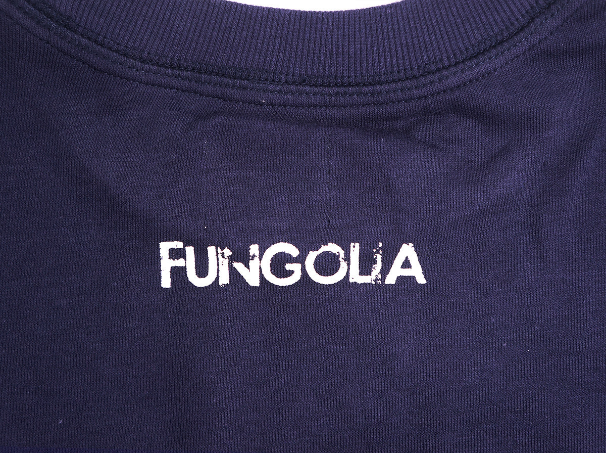 <A 000a107z>Fungolia French Terry Crew Neck Sweatshirt - Small feathers (Navy Blue)