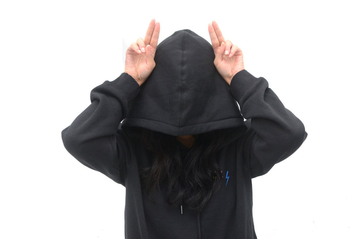 <ab>Fungolia フリース パーカー - サンダーボルト (ブラック) </ab>