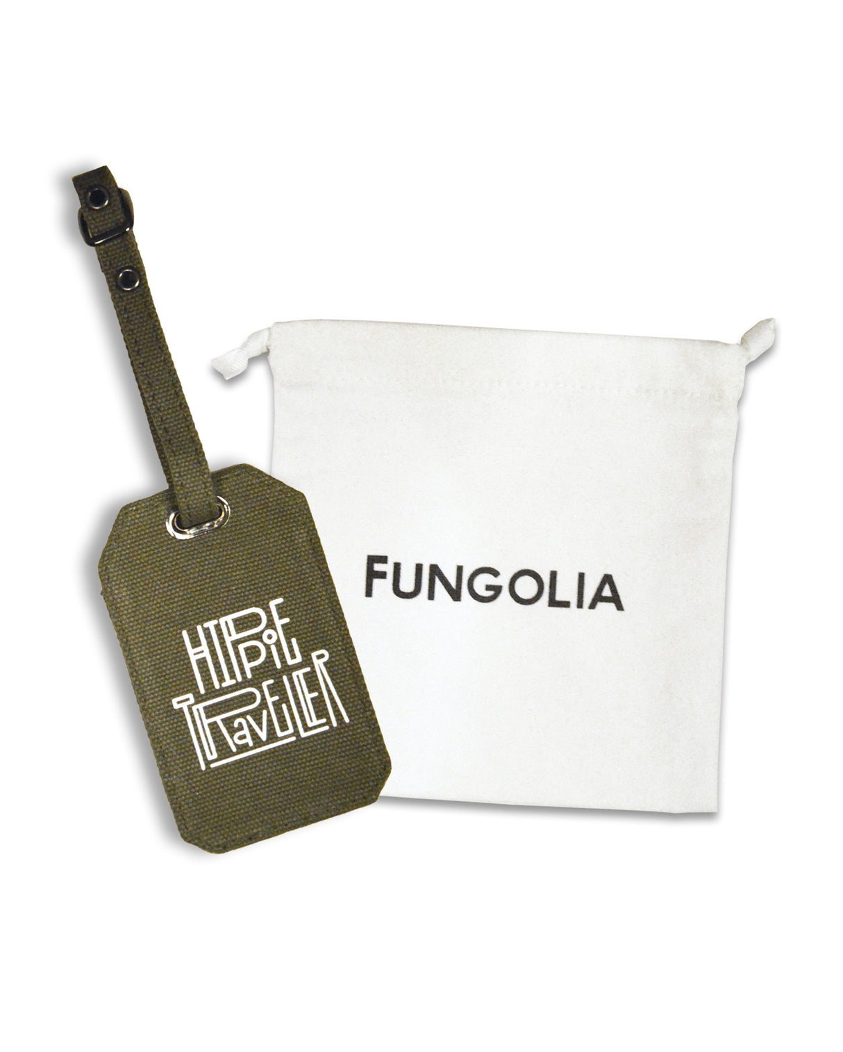<ah6>Fungolia 帆布行李牌 - 嬉皮旅行者 (軍綠色) </ah6>
