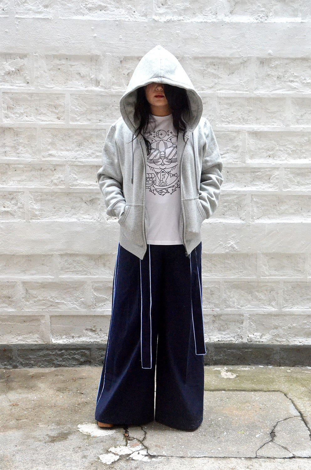 <ab>Fungolia フリース ジップアップ パーカー - 無地 (グレー) </ab>