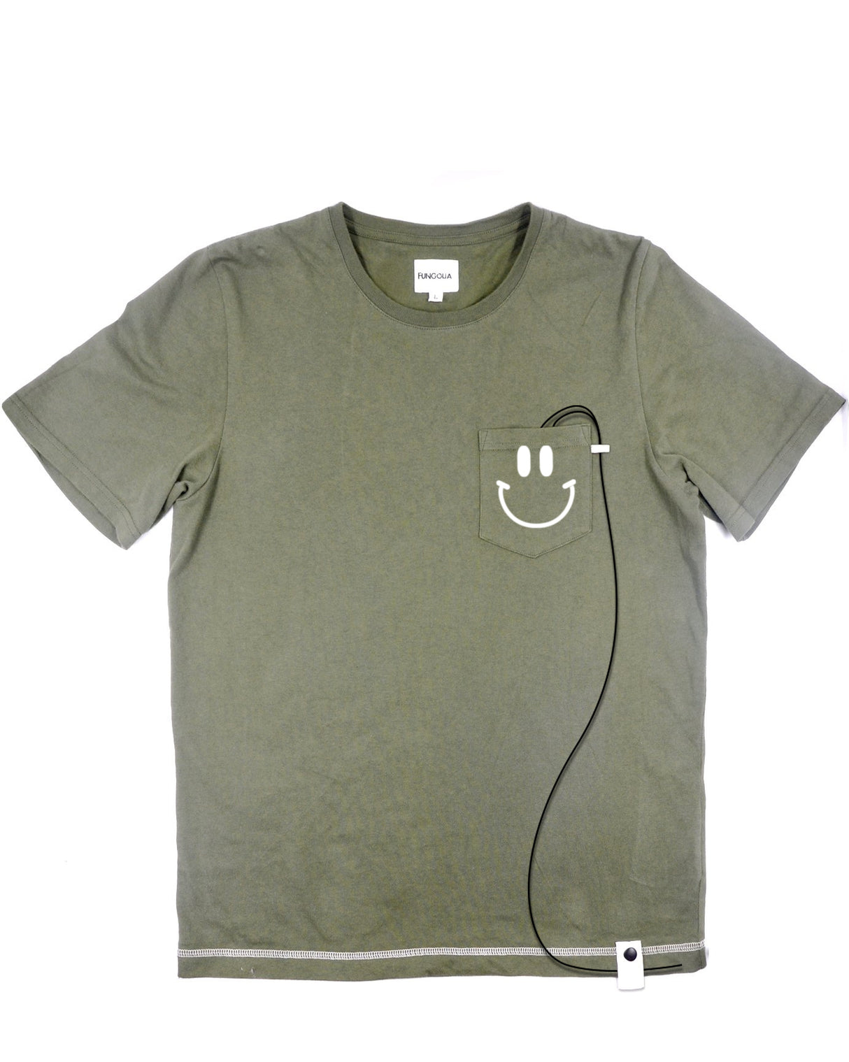 <a>ミューズ ポケットTシャツ - ミリタリーグリーン（スマイリーフェイス）</a>