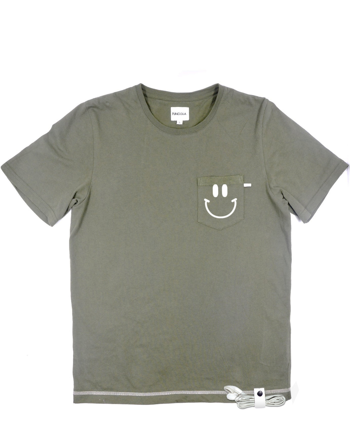 <a>ミューズ ポケットTシャツ - ミリタリーグリーン（スマイリーフェイス）</a>