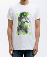 <aa>風の中の邪悪な馬Tシャツ - ホワイト</aa>