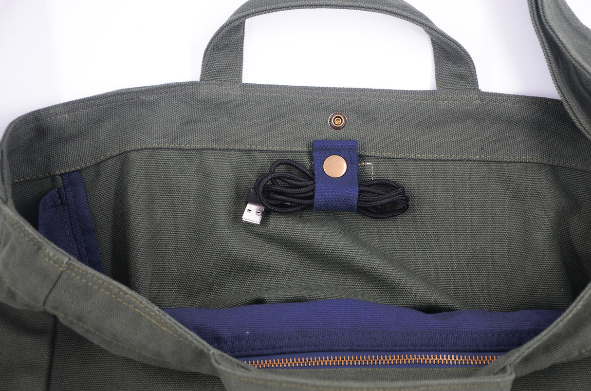 <a 002i1>Fungolia Two Toned Canvas tote bag - 15" Large size