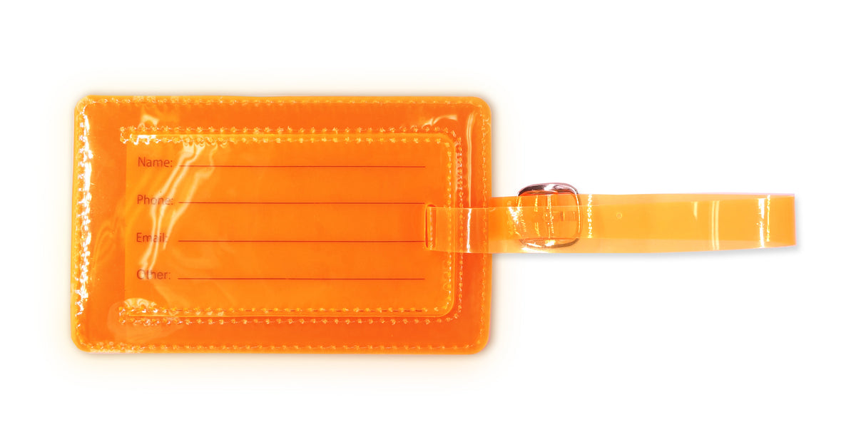<A 000a001a99b1>  Fungolia Premium PVC Neon Luggage Tag - Warning Message