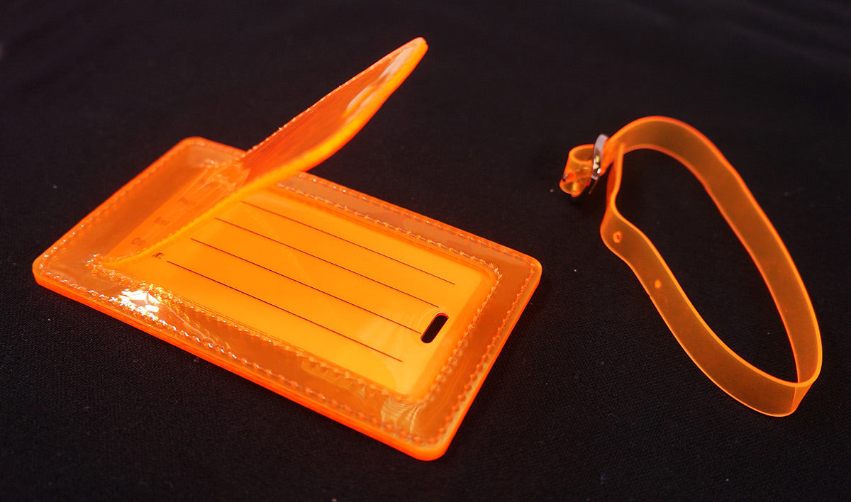 <A 000a001a99b1>  Fungolia Premium PVC Neon Luggage Tag - Warning Message