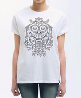 <p020>トラベルアニマルTシャツ - フクロウのトラベルグル（ホワイト）</p020>