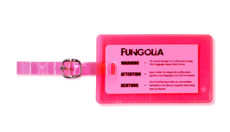 <A 000a001a99b1>  Fungolia Premium PVC Neon Luggage Tag - Warning Message