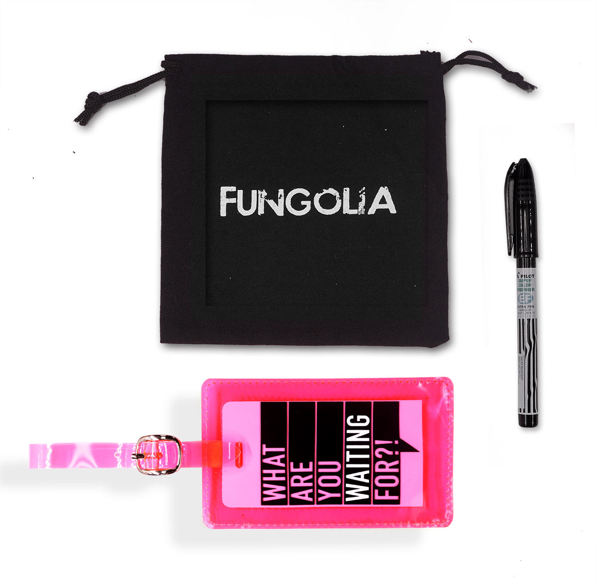 <A 000a001a99b4> Fungolia Premium PVC Neon Luggage Tag - What are you waiting for?