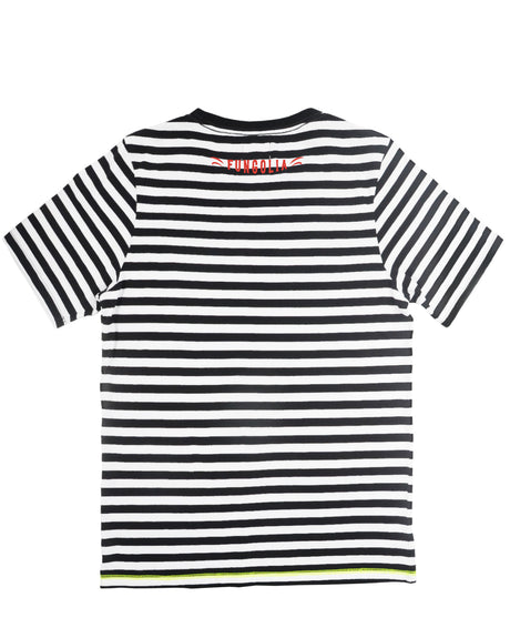 <a>ブラック/ホワイトストライプTシャツ - TAスカルバッジ</a>
