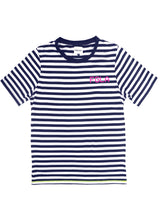 <a>FGLA ネイビー/ホワイト ストライプ Tシャツ (ネオンピンク)</a>