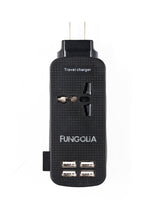 <a>旅行用延長コード充電器（USB 4ポート付き） - ブラック</a>