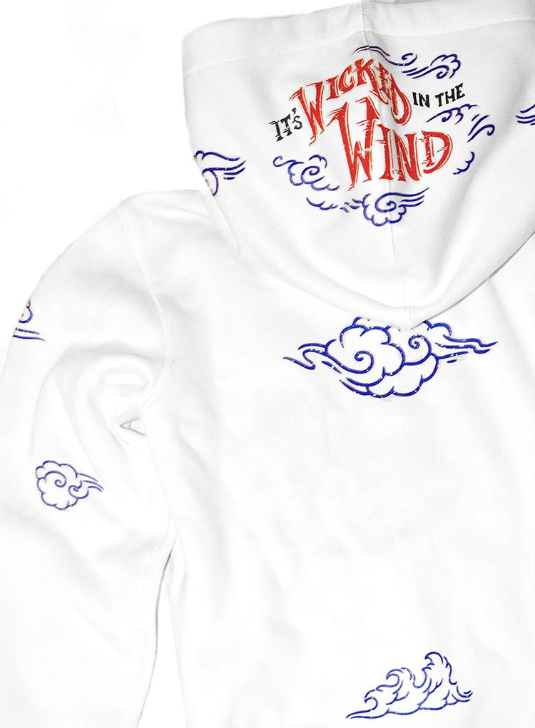 <ab>Fungolia 羊毛連帽衫 - Wicked in the Wind（白底紅/藍） </ab>
