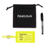<A 000a001a99b1>  Fungolia Premium PVC Neon Luggage Tag - Warning Message