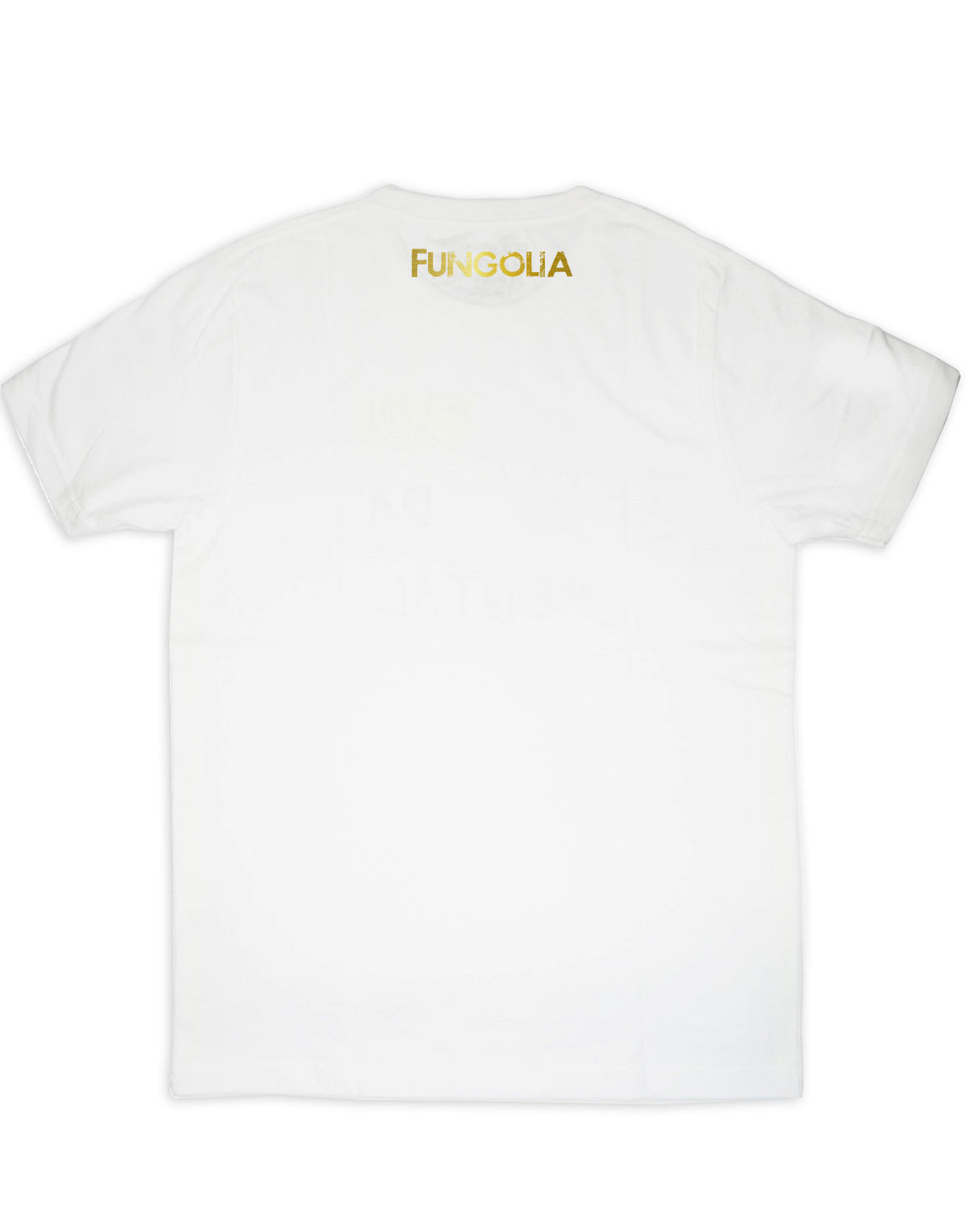 <a>Fungolia 4周年記念 ラージフェザーTシャツ - ゴールド＆ブラック（ホワイト）</a>