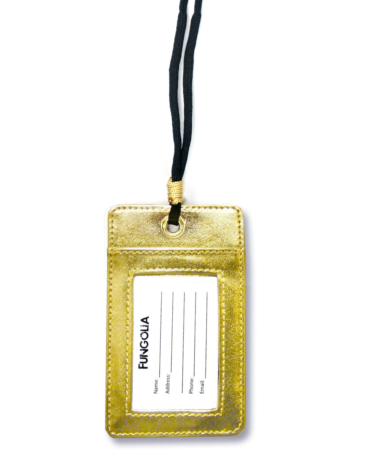 <A 000a001a99a1> Fungolia Gold Luggage Tag