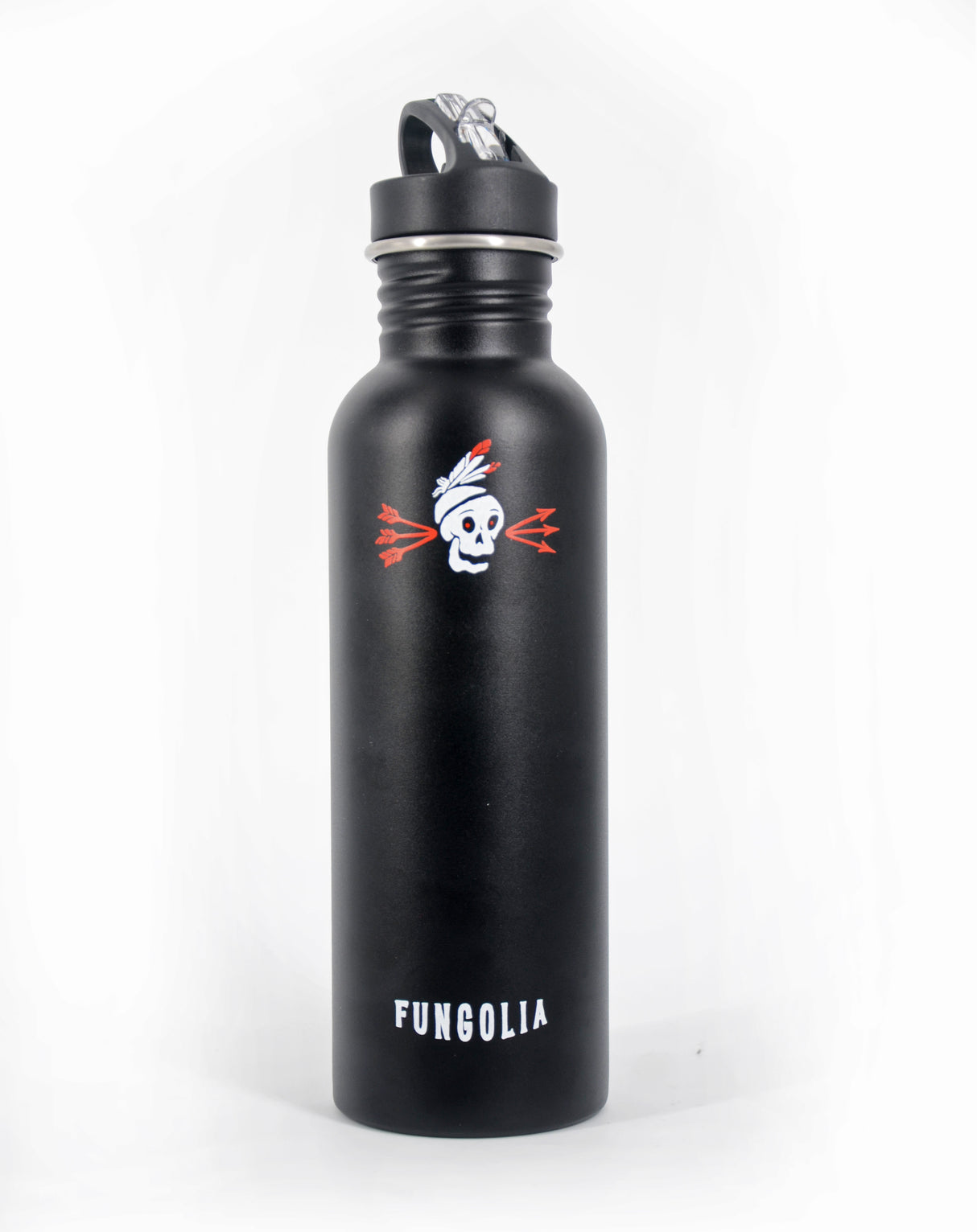 <zza>Fungolia 27オンス 非断熱ステンレススチールウォーターボトル（パラコードホルダー付き）（ブラック） </zza>
