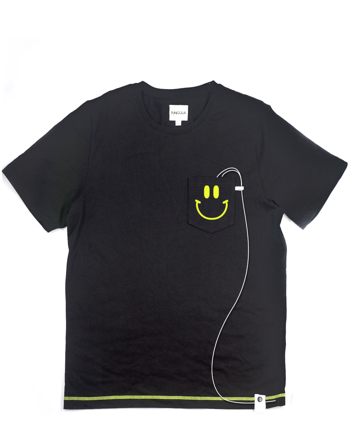 <a>ミューズ ポケットTシャツ - ブラック（スマイリーフェイス）</a>