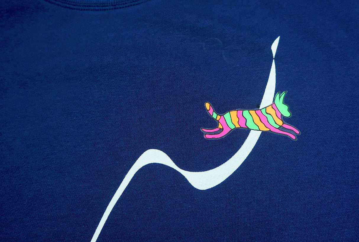 <A 000a001y6a08> Fungolia French Terry Crew Neck Sweatshirt - Jump Higher (Navy Blue)