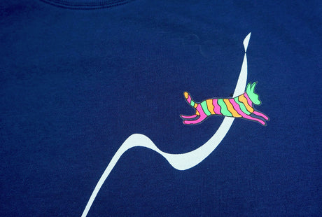 <A 000a001y6a08> Fungolia French Terry Crew Neck Sweatshirt - Jump Higher (Navy Blue)