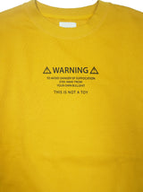 <A 000a001y6a07> Fungolia Fleece Crew Neck Sweatshirt - Warning (Mustard Yellow)