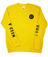 <A 000a001y6a06> Fungolia Fleece Crew Neck Sweatshirt - Fight or Flight (Mustard Yellow)