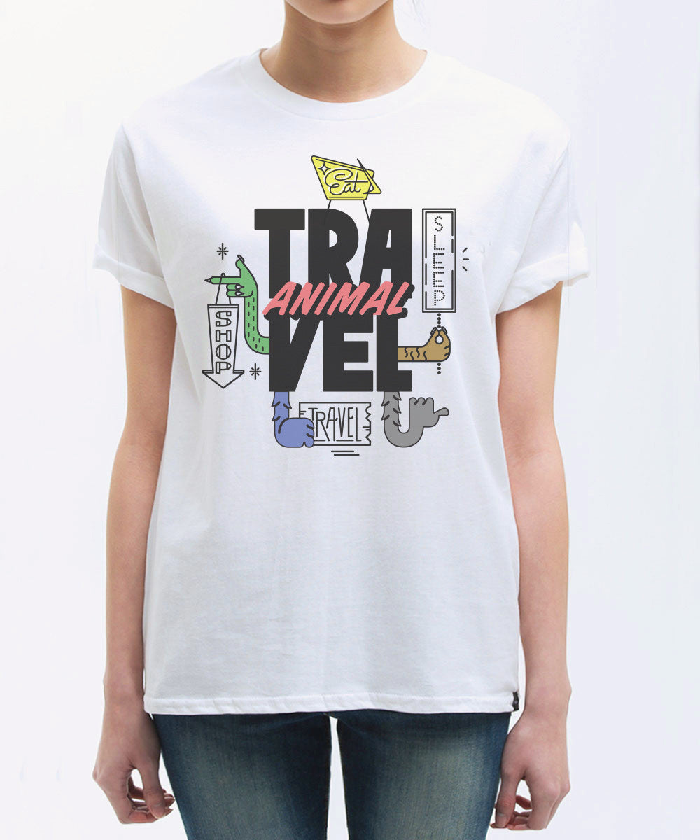 <q002>トラベルアニマル×セブンマイルズTシャツ（ホワイト）</q002>