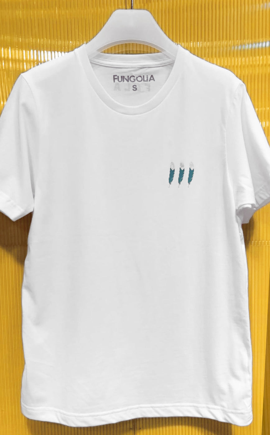 <a>スモール ティール/シルバー フェザーズ Tシャツ (ホワイト)</a>