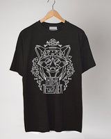 <p023>トラベルアニマルTシャツ - ヒッピーフォックス（ブラック）</p023>