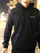 <a>Fungolia ビッグフード フリース パーカー - ロゴ (ブラック、ホワイトステッチ)</a>