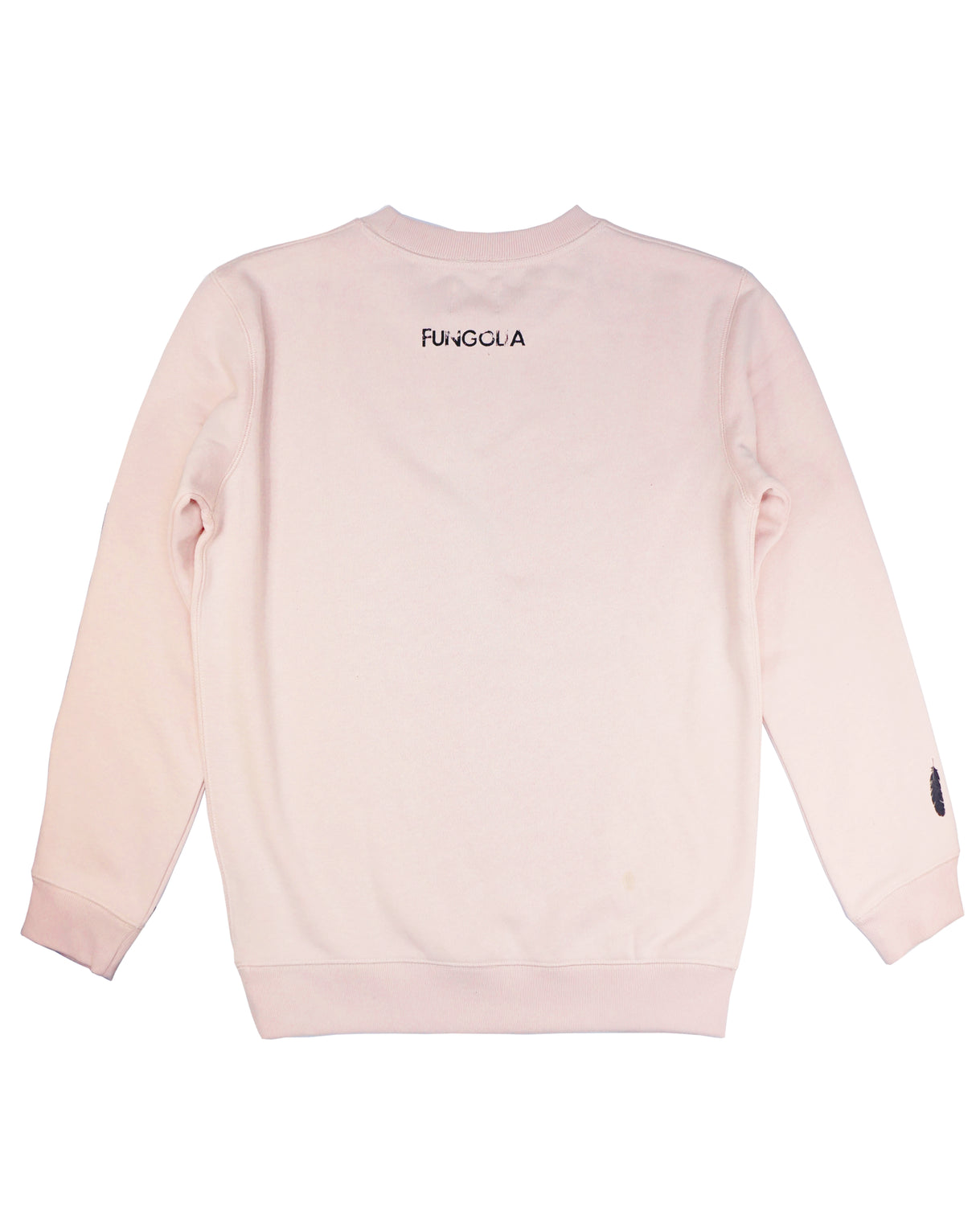 <a>Fungolia フリース クルーネックスウェットシャツ - 大きな羽根 (ライトピンク)</a>