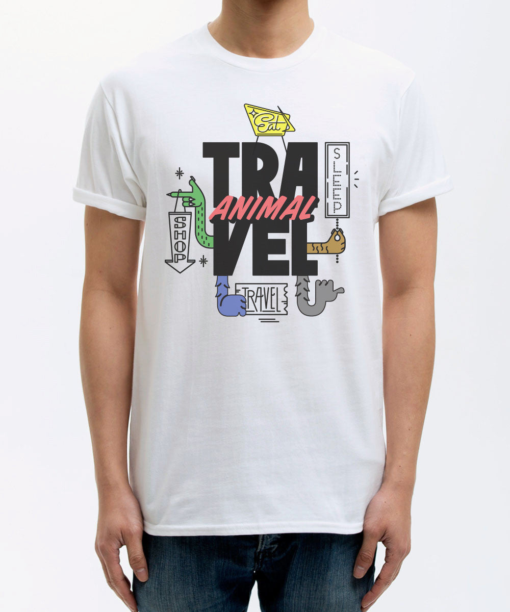<q002>トラベルアニマル×セブンマイルズTシャツ（ホワイト）</q002>