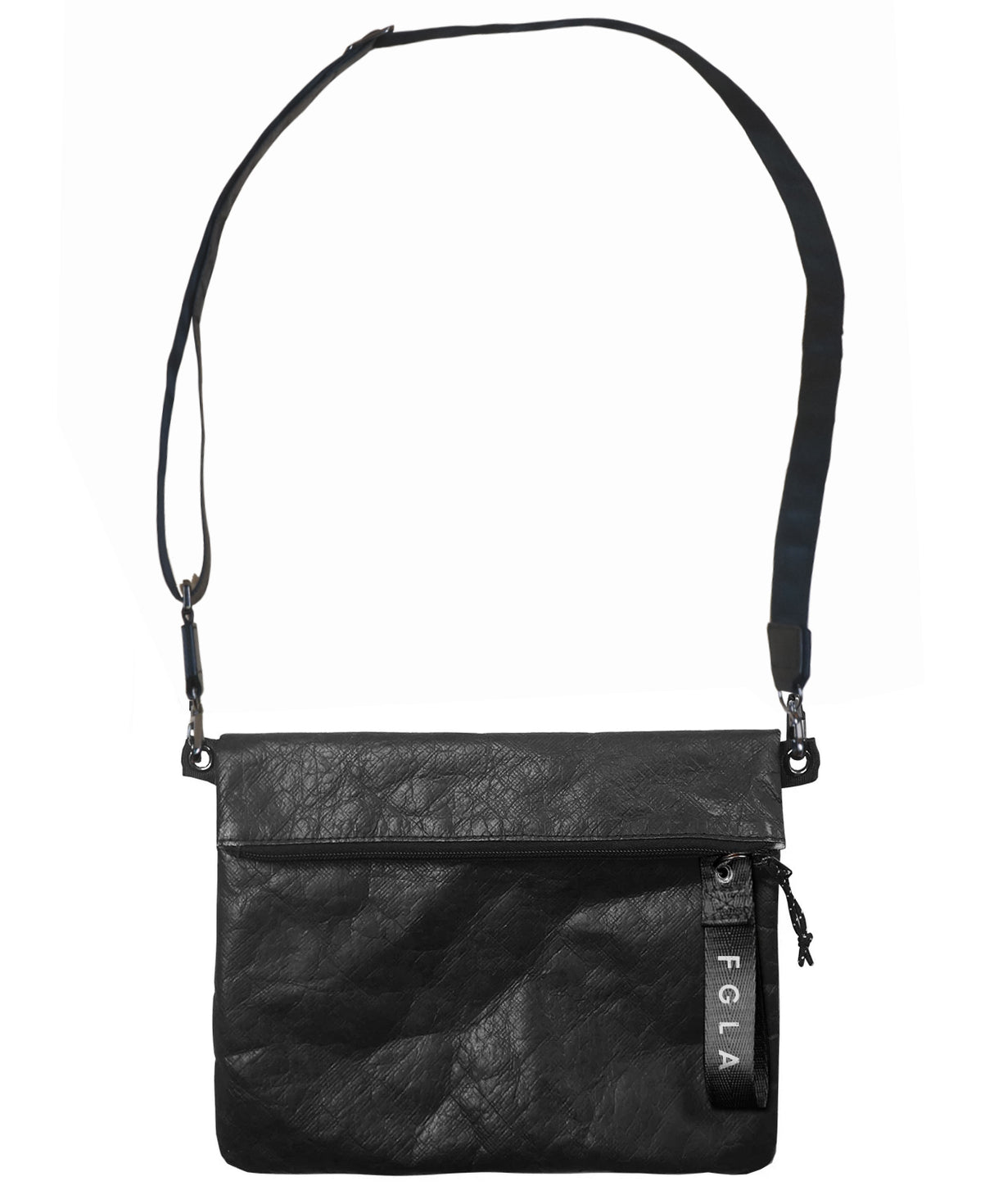<A 000a001k02> Fungolia Tyvek Shoulder Bag (Black) (With KOVID-TEX Antimicrobial Lining)