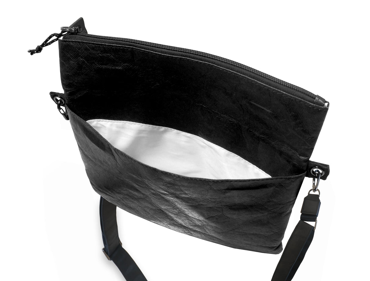 <A 000a001k02> Fungolia Tyvek Shoulder Bag (Black) (With KOVID-TEX Antimicrobial Lining)